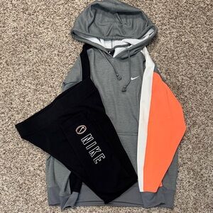 Nike Gray Hoodie with Orange and Black Accents